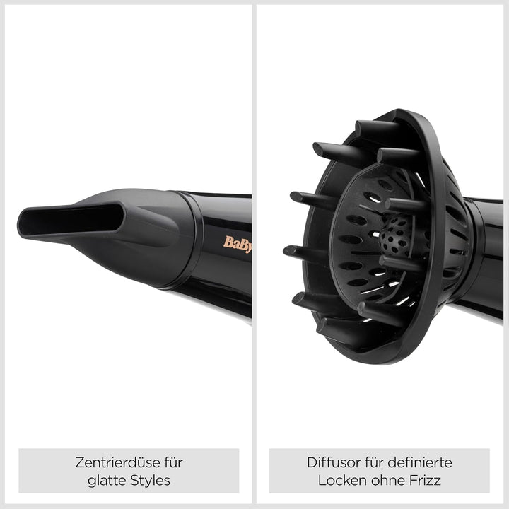 BaByliss Cordkeeper 2000 Ionic-Haartrockner D373E, einzigartige Kabeleinzugsfunktion Im Griff, 2000