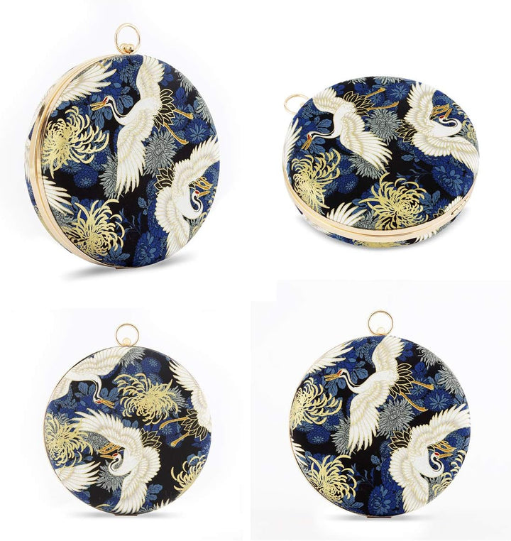 Damen Abend-Clutch, Designer-Abendhandtasche, Party-Clutch-Geldbörse Blue-big Round, Blue-big Round