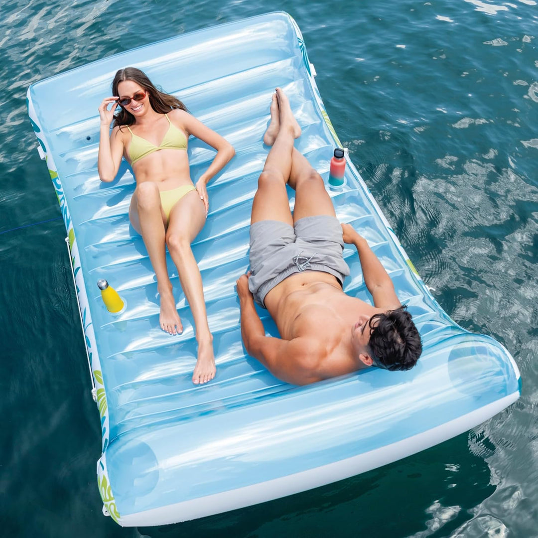 Intex 56294EU - Aufblasbare Lounge-Luftmatratze Tropical mit abnehmbarem Sonnenschutz, PVC, Blau, 22