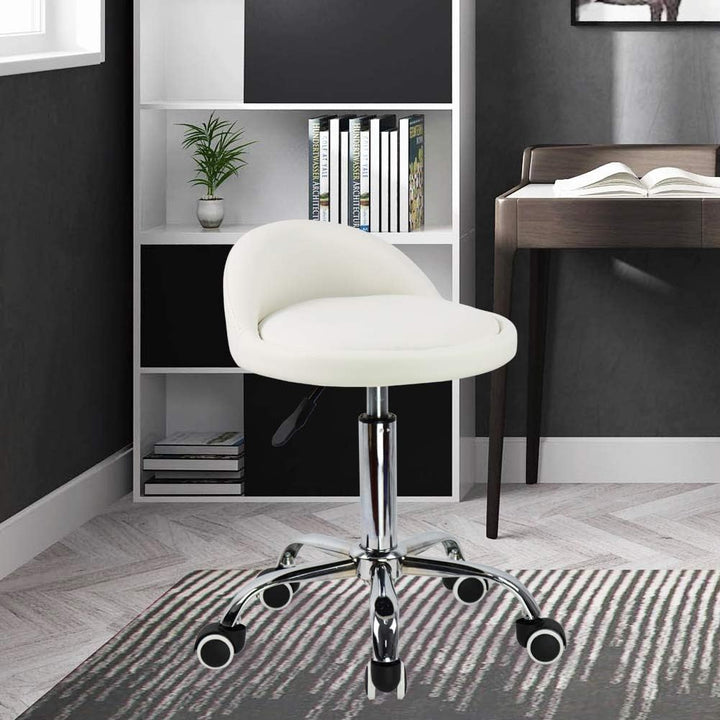 KKTONER Rollhocker mit Rückenlehne höhenverstellbar drehbar Arbeitshocker Drehhocker Rollhocker Büro