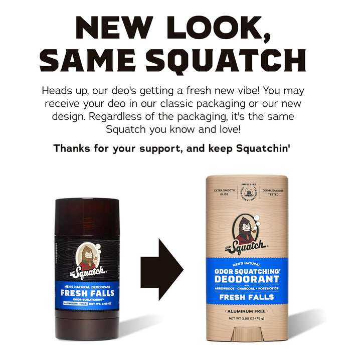 Dr. Squatch Natürliches Deodorant für Männer ohne Aluminium, mit Aktivkohle & Postbiotika für bis zu