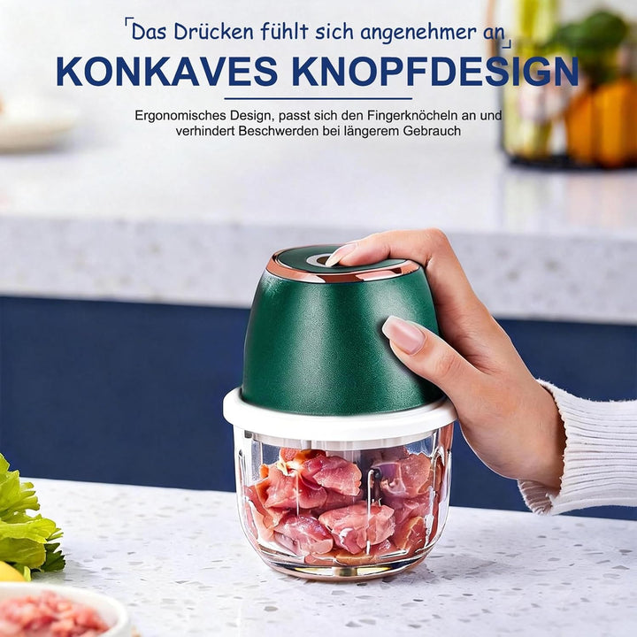 Zwiebel Zerkleinerer, Zerkleinerer Küche,350 ml,6 Edelstahlklingen,Mit Typ-C-Ladekabel für die heimi