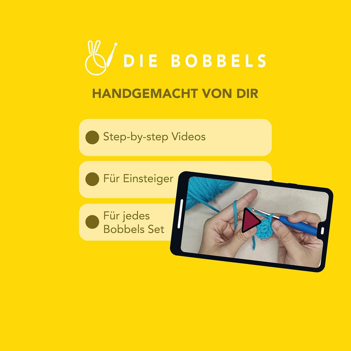 Die Bobbels" Häkelset für Fortgeschrittene mit kinderleichtem Garn, Hilfsmitteln und Schritt-für-Sch