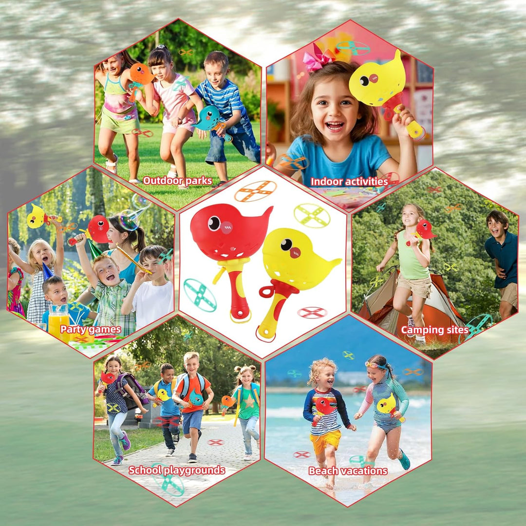 Flying Disc Launcher, 2er-Pack Outdoor Spielzeug Kinder Enthält 32 Fliegende Untertassen, Propeller