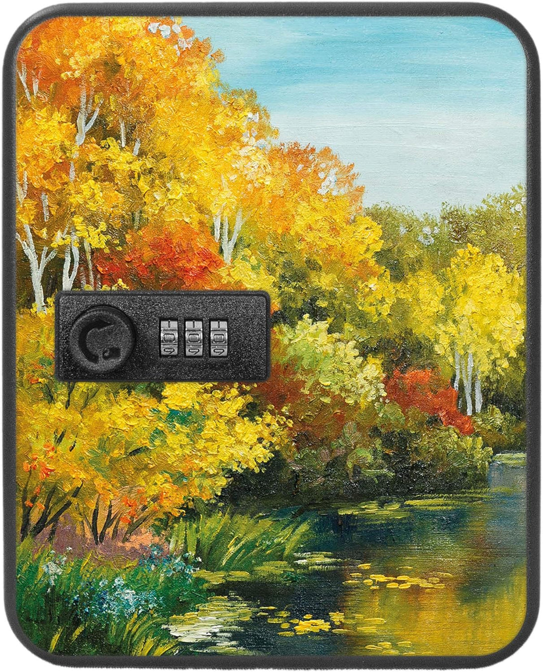 banjado® Burg-Wächter® abschliessbarer Schlüsselkasten mit Motiv Kanal Im Herbst für 20 Schlüssel -