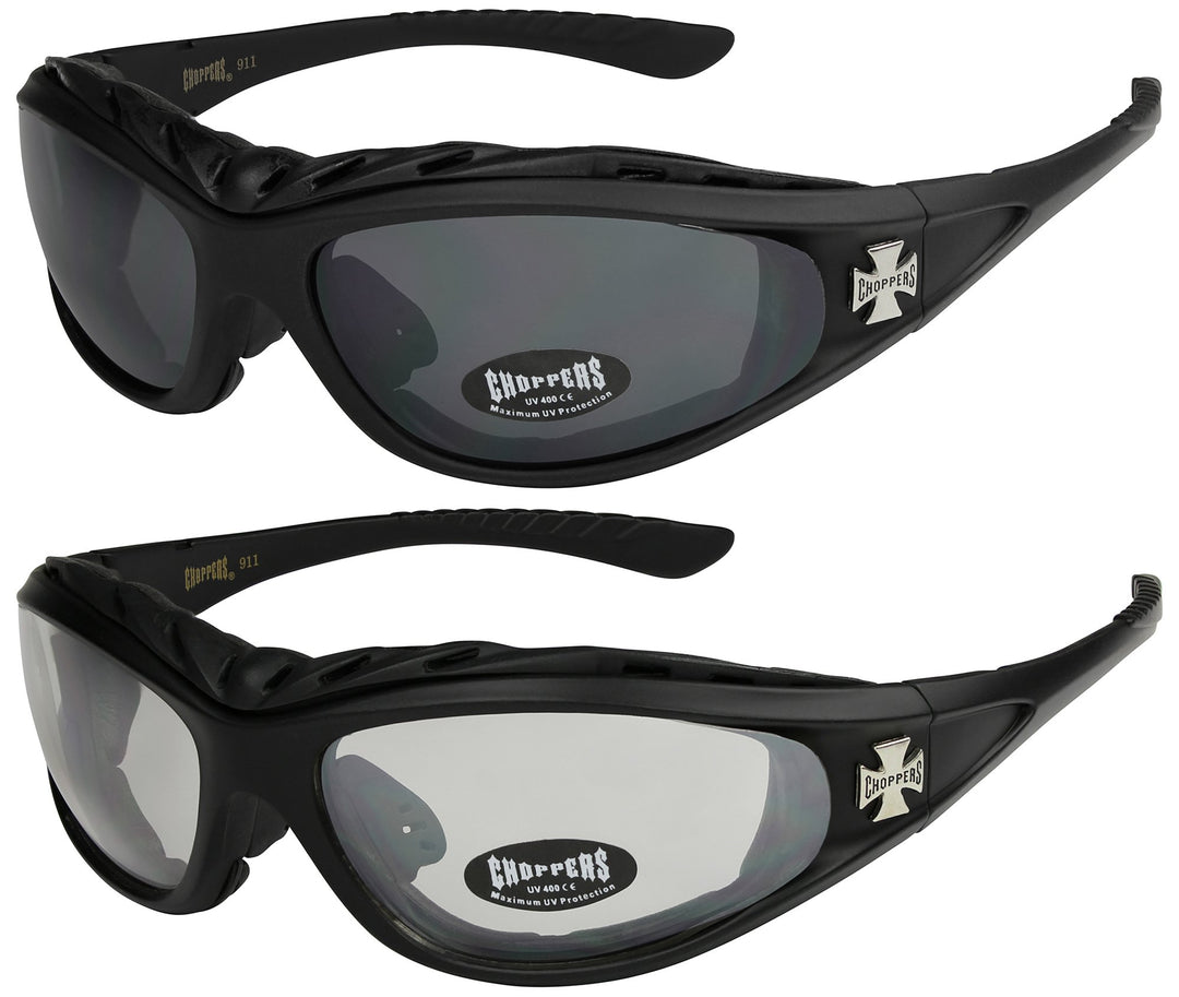 X-CRUZE 2er Pack Choppers 911 Sonnenbrillen Motorradbrille Sportbrille Radbrille mit Polsterung in d