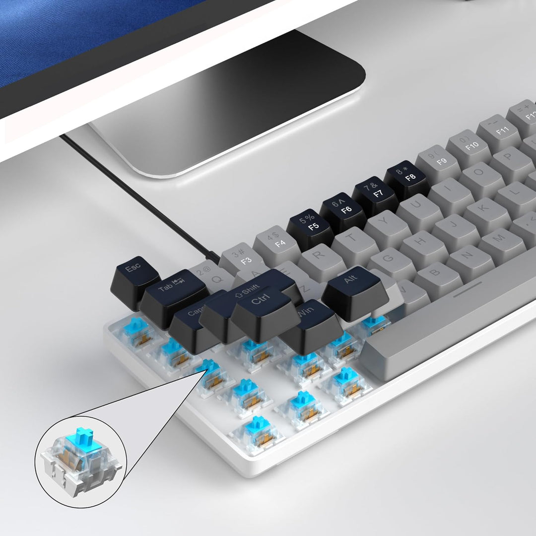 MageGee MK-Box Tragbare 60% mechanische Gaming-Tastatur, LED-Hintergrundbeleuchtung, kompakte 68 Tas