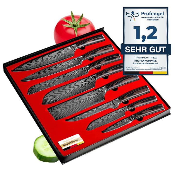Küchenkompane - Professionelles Edelstahl Messerset Premium Messerset 8-teilig Messerset mit ergonom