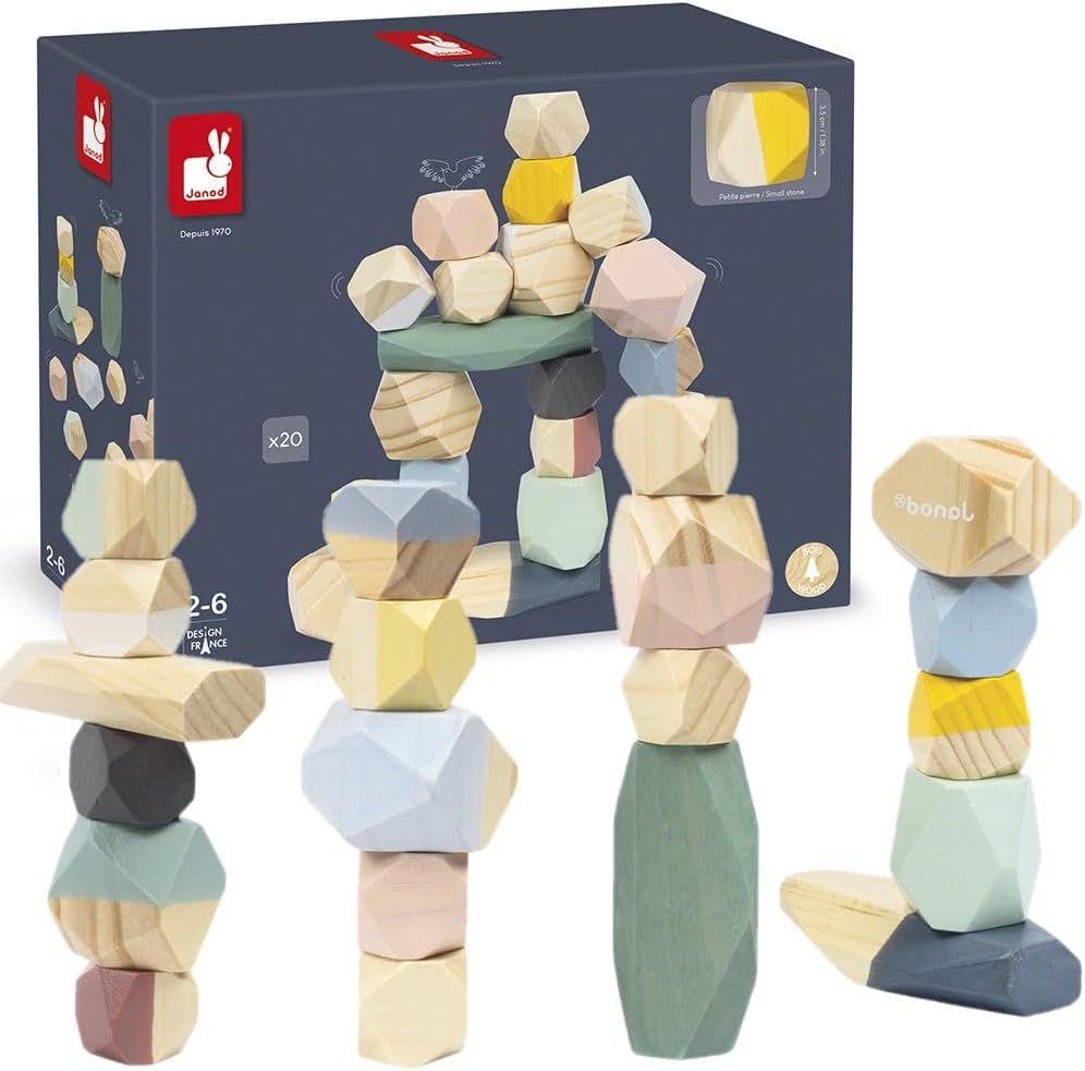 Janod - Bausteine aus Holz - Kollektion Sweet Cocoon - Baby- und Kleinkindspielzeug Farbe auf Wasser