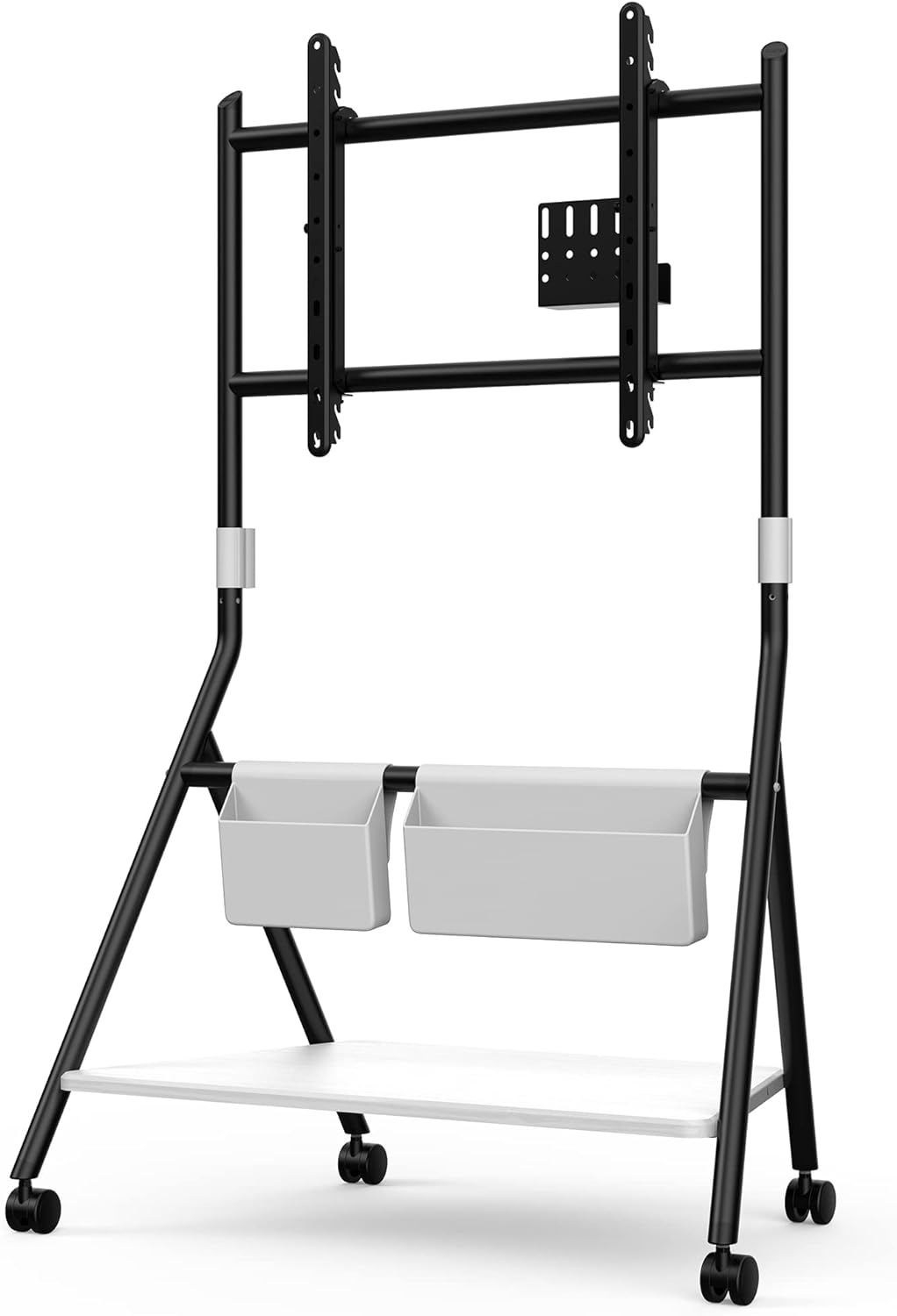 FITUEYES Design Mobiler TV Ständer Rollbar, TV Stand für 55 60 65 70 75 78 Zoll TV bis 45kg, Höhenve