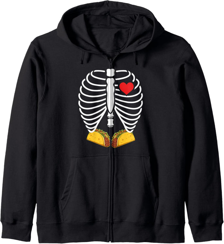 Röntgen Halloween Kostüm Brustkorb Skeleton Tacos Kapuzenjacke