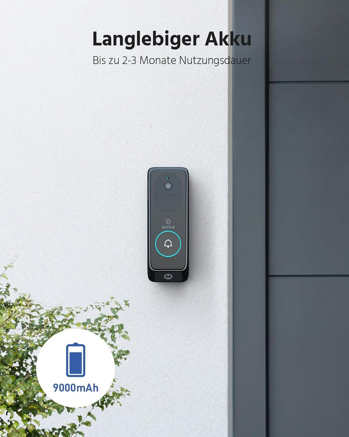 ANNKE Videotürklingel Akku (Dual Camera), 3MP WLAN Türklingel mit Kamera, Video Doorbell mit 2-Wege-