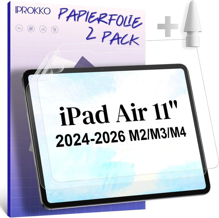 IPROKKO [2 Stück Papier Schutzfolie für iPad Air 11 Zoll M2 2024 (iPad Air 6), Like Paper Folie Matt
