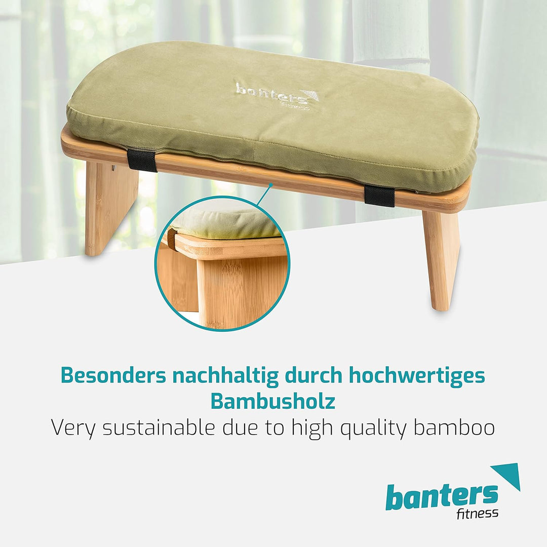 banters Meditationsbank aus Bambus, klappbarer Meditationshocker mit Kissen Hellgrün, Hellgrün