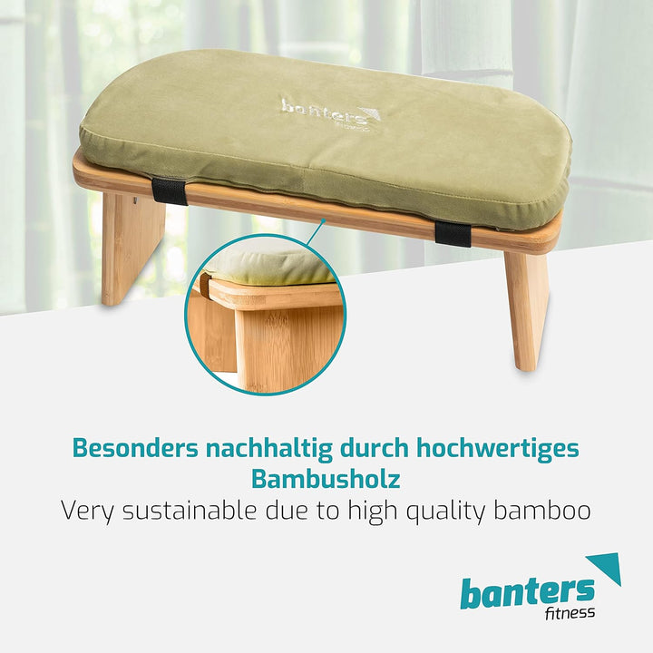 banters Meditationsbank aus Bambus, klappbarer Meditationshocker mit Kissen Hellgrün, Hellgrün