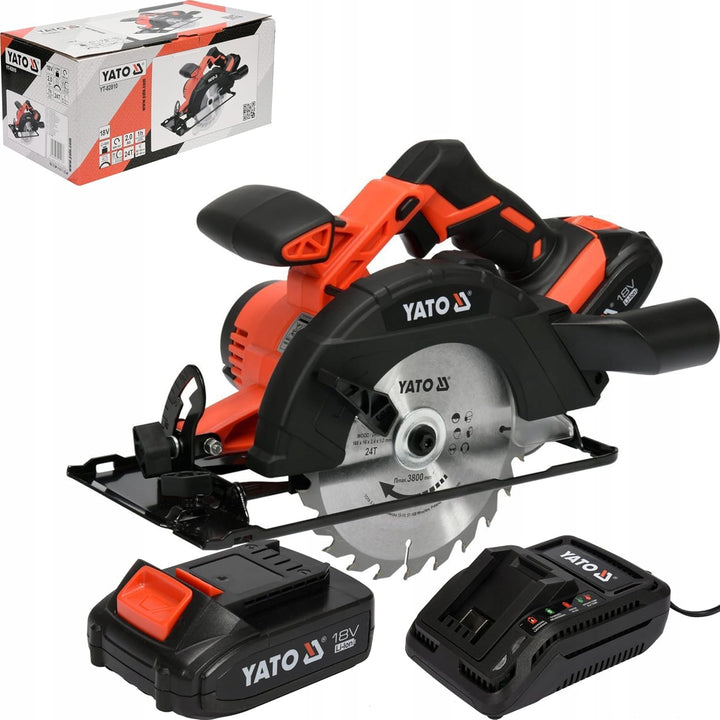 YATO Profi AKKU Handkreissäge 18V | 2,0 Ah Li-Ion Akku | Schnellladegerät | Staubsaugeradapter | Säg