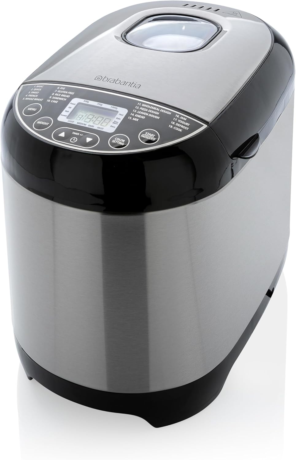 Brabantia BBEK1114 Brotbackautomat - Brotbackmaschine - 19 Programme - Zeitvorwahl 15 Stunden - Warm