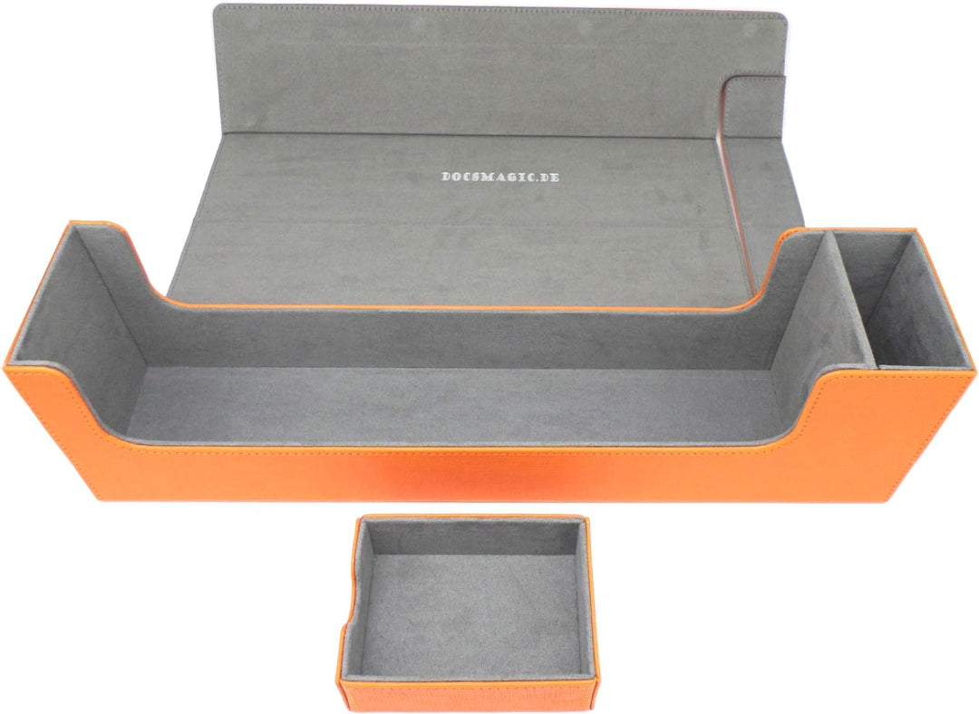 docsmagic.de Premium Magnetic Tray Long Box Orange Large - Card Deck Storage - Kartenbox Aufbewahrun