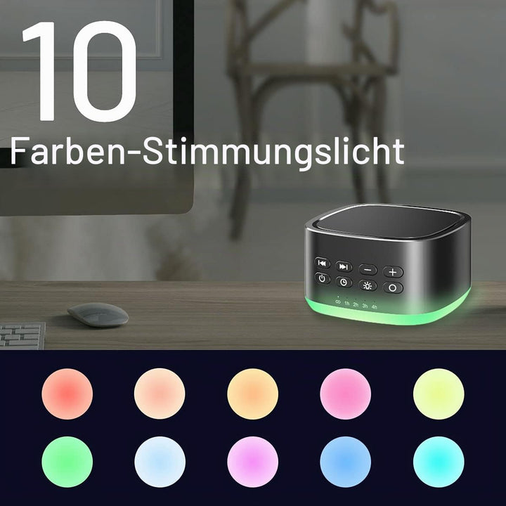 Magicteam Einschlafhilfe Weisses Rauschen mit 10 Farben Lichter und 25 Natürliche Berruhigen Klänge