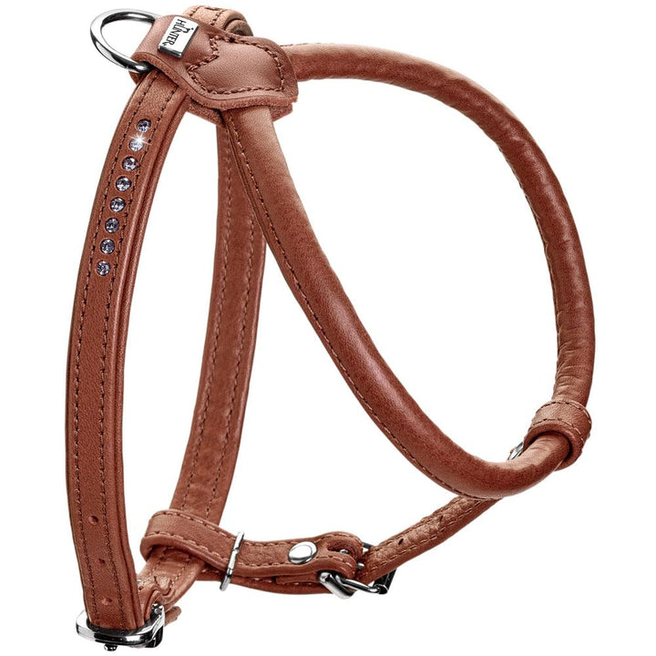 Hunter Hundegeschirr Round &amp; Soft Canadian UP, Farbe: Cognac, weiches, geschmeidiges Leder, rundgenä