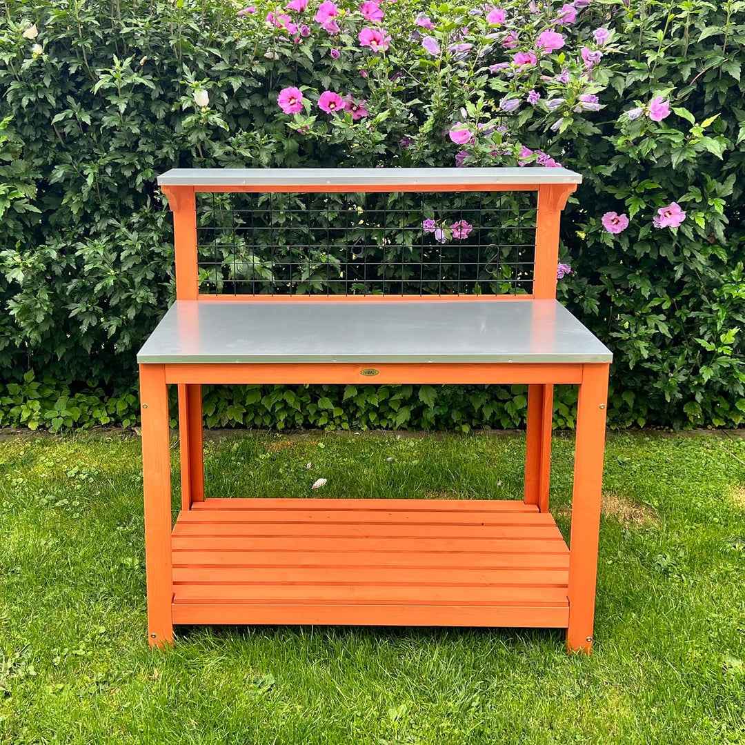 Habau 695 Gartentisch mit verzinkter Arbeitsplatte, Natur 101 x 55 x 117