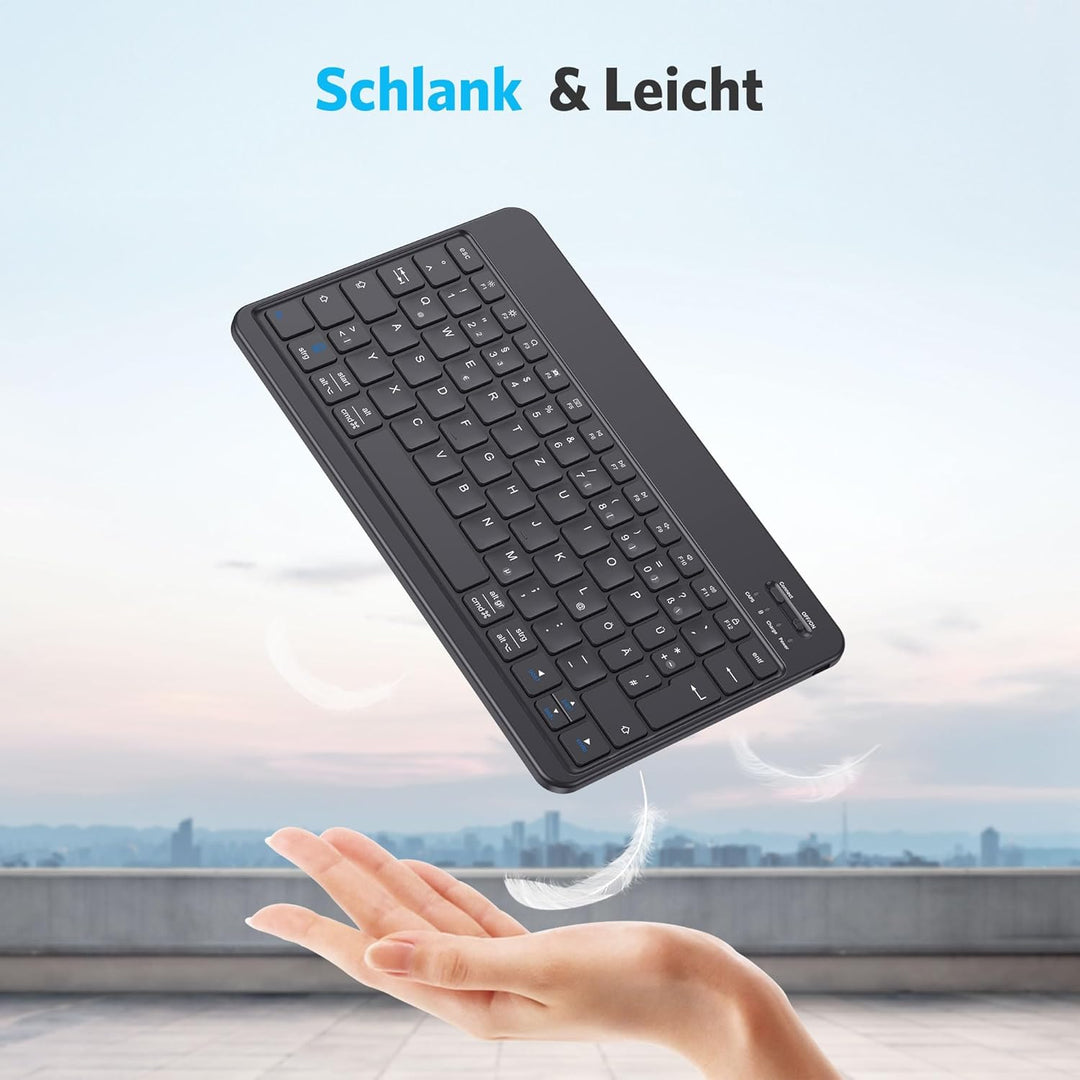 Emetok Deutsche Bluetooth Tastatur für iPad Air/iPad Pro/Mini/iPad 10.9/10.2/9.7/iPhone/Samsung/Andr