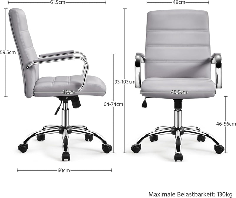 Yaheetech Bürostuhl, ergonomischer Schreibtischstuhl, Drehstuhl Bürodrehstuhl Chefsessel mit Armlehn