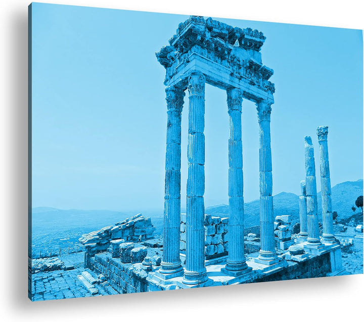 deyoli antike griechische Ruine Format 100x70 Effekt: Monocrome Blau als Leinwandbild, Motiv fertig