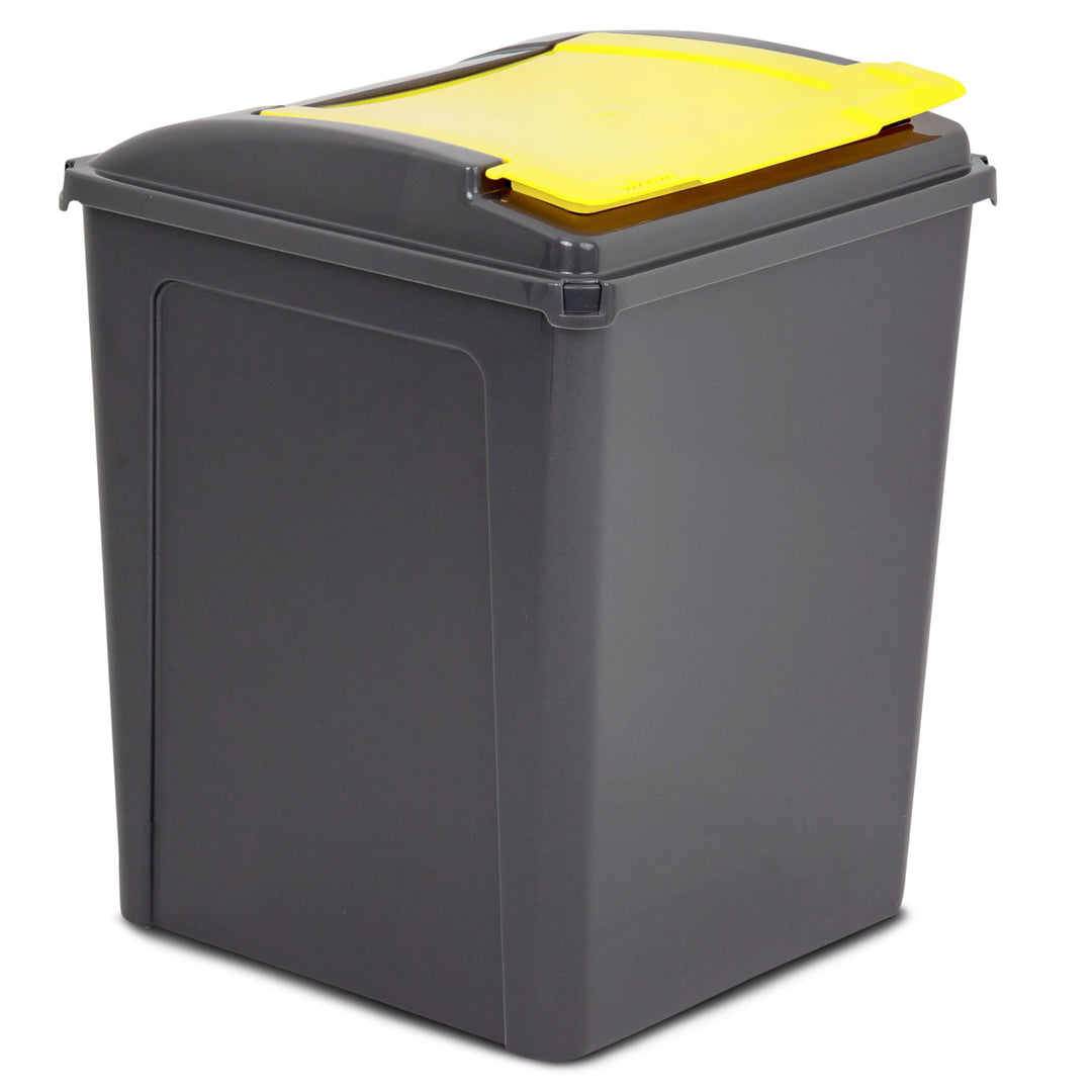 50 Liter Mülltonne Schwarz-Gelb, Mülleimer Küche, Mülltrennsystem, Abfalleimer Küche, Mülleimer 50l,