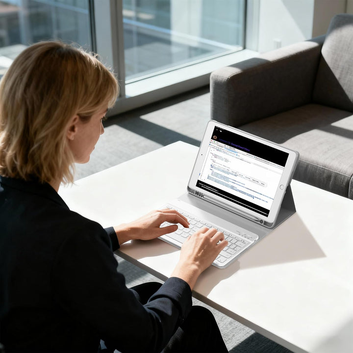 Tastatur Hülle für iPad 10.2 Zoll (9/8/ 7 Generation - 2021/2020/2019), Schutzhülle mit TPU Rückscha