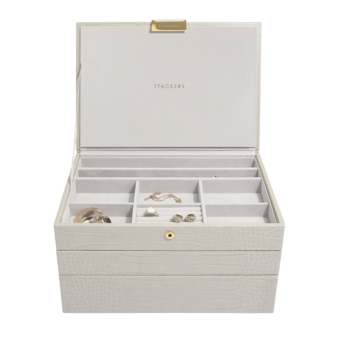 Stackers Putty Croc Texctured Classic Jewellery Box, Set of 3, Putty Croc