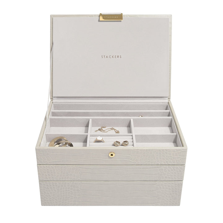 Stackers Putty Croc Texctured Classic Jewellery Box, Set of 3, Putty Croc