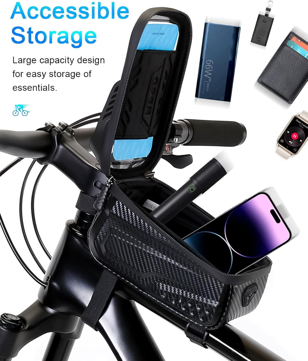 Wasserdichte Fahrrad Rahmentasche mit TPU Touchscreen für Smartphones bis zu 6.8 Zoll – Handytasche,