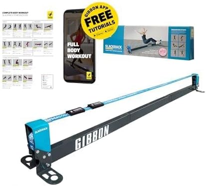 Gibbon Slacklines Slackrack Fitness Edition, grau/blau, Aufbaulängen: 2 oder 3 Meter, mit 2 Handgrif