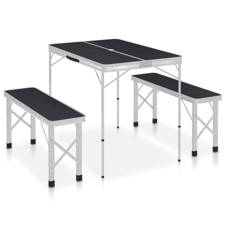 vidaXL Campingtisch Klappbar mit 2 Sitzbänken Gartenbank Bank Sitzgruppe Koffertisch Gartentisch Kla