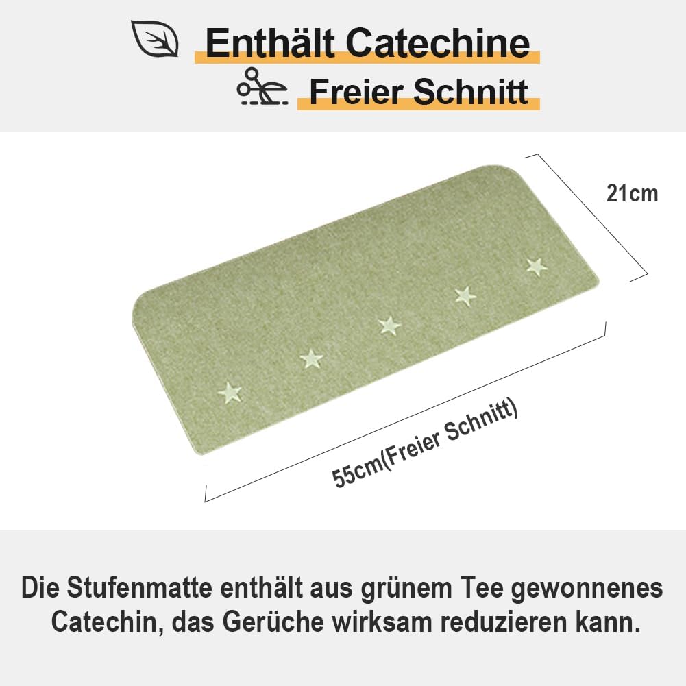 FuKuEn Innen Leuchtend Stufenmatten Zuschneidbar Rutschmatte Treppenstufen Waschbar Vacuum Tech Selb