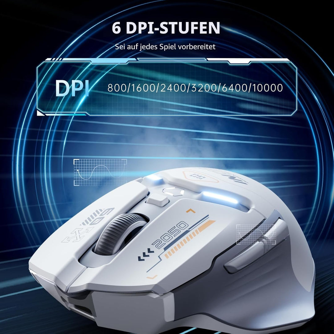 inphic IN9 Gaming Maus kabellos, echte Tri-Mode 2,4G Wireless/Type-C Wired/Bluetooth Maus, 10k DPl,