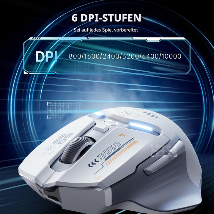 inphic IN9 Gaming Maus kabellos, echte Tri-Mode 2,4G Wireless/Type-C Wired/Bluetooth Maus, 10k DPl,