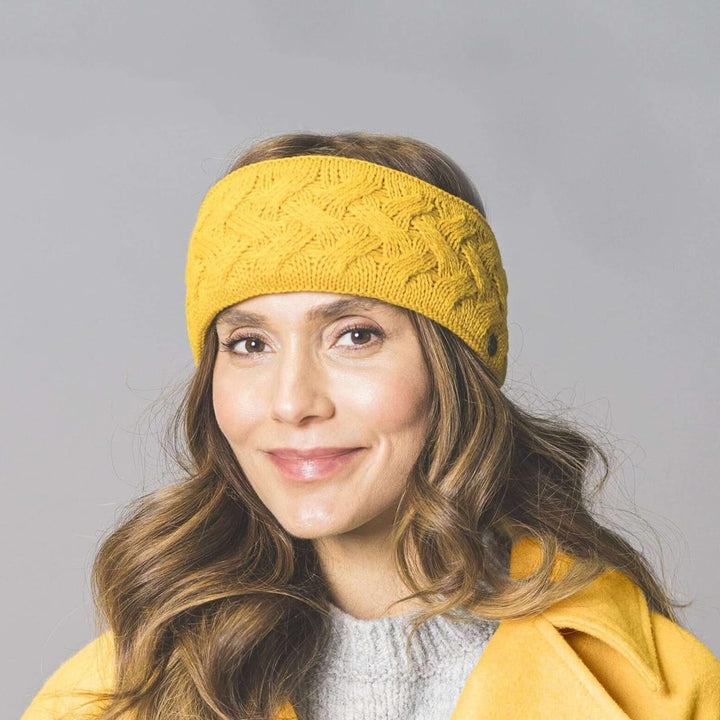 LIERYS Fauske Stirnband Damen mit Schurwolle 55-60 cm - Made in Germany - 10,5 cm breit - Innenfutte