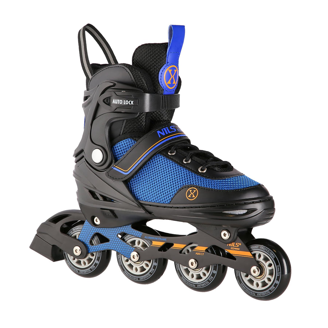 Nils Extreme 2-in-1 Eishockeyschlittschuhe, Farbe: Schwarz und Orange, Grösse: M (34-38)