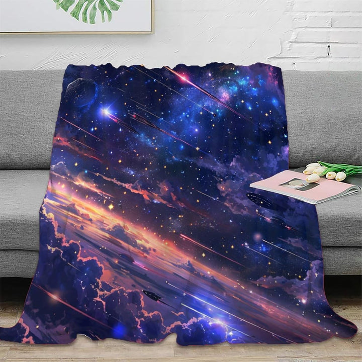 A Sky Full of Galaxies 3D Flannel Fleece Throw Blanket for Fluffy Cosy Soft Warm Microfiber Bedding