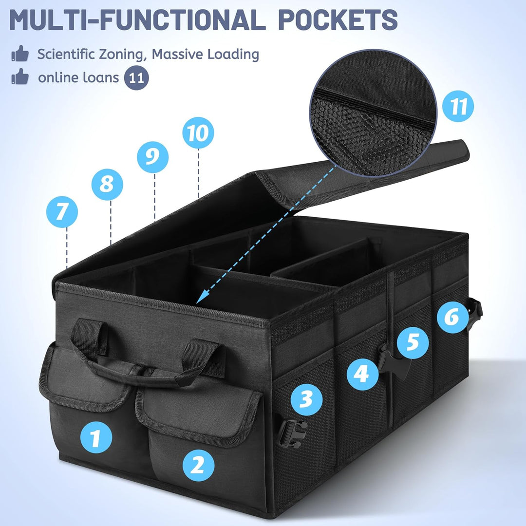 Kofferraum Organizer, faltbare Kofferraumtasche mit Deckel, Auto Kofferraum Organizer mit herausnehm