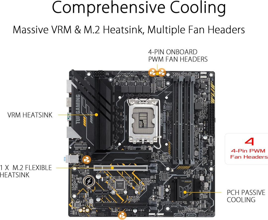 ASUS TUF GAMING B660M-E D4 Mainboard Sockel Intel LGA 1700 (Intel B660, mATX, DDR4 Speicher, PCIe 4.