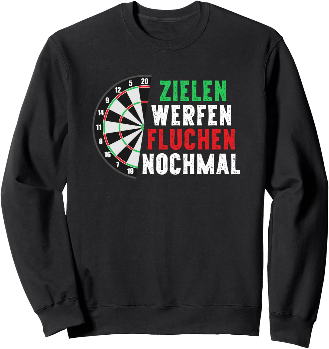 Zielen Werfen Fluchen Nochmal Lustiges Dart Hobby Geschenk Sweatshirt