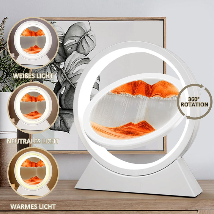 Ulikey Sandbilder Zum Drehen, 3D Dynamische Sandbild mit Led Licht, 10 Zoll Bewegende Sandkunst, Fli