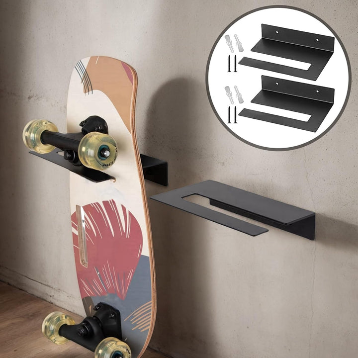 Generisch 2er-Pack Skateboard-Wandhalterung, Metall-Snowboard-Aufbewahrungshaken, Vertikaler Longboa