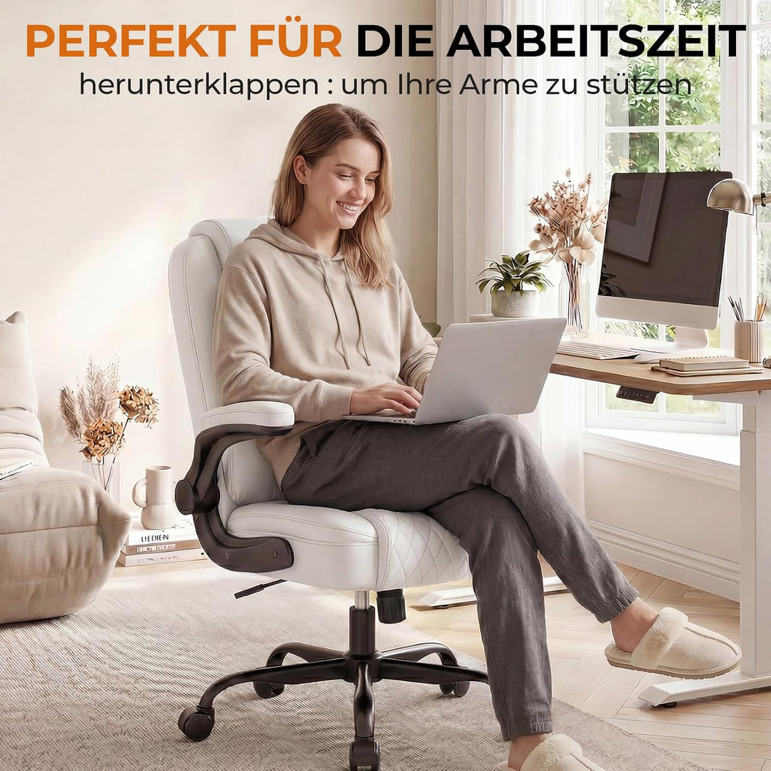 GTPLAYER Bürostuhl Ergonomisch, Schreibtischstuhl, Chefsessel mit Hoher Rückenlehne, Hochklappbaren