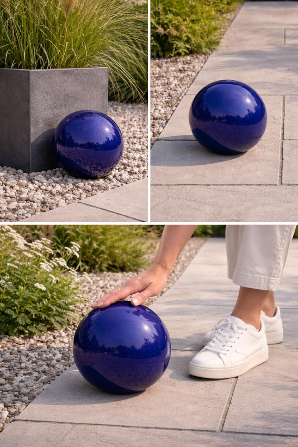 Keramik Kugel 20 cm Gartenkugel Dekokugel Gartenfigur Dekoration aus frostfester, witterungsbeständi