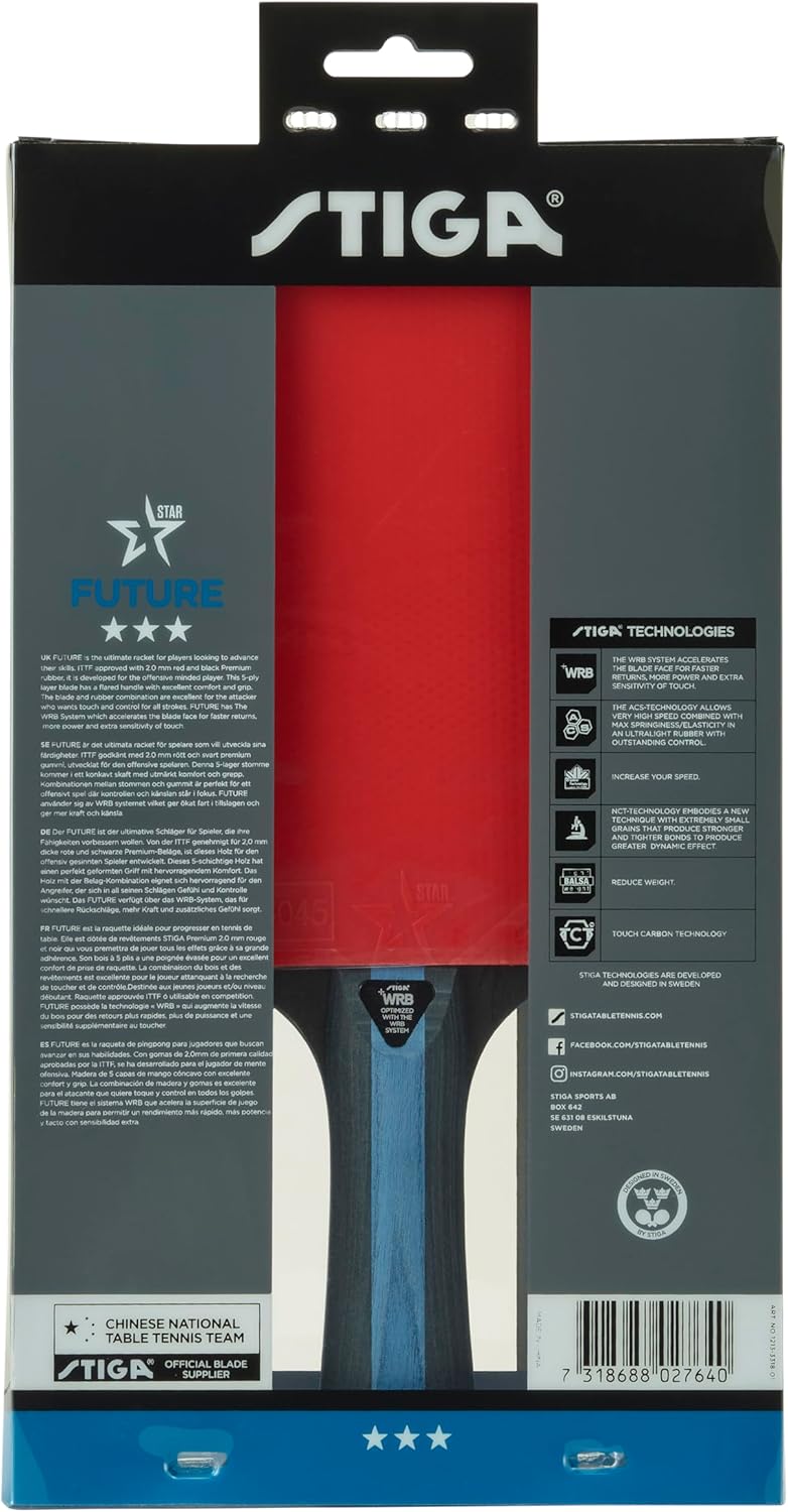 STIGA Future 3-Star Tischtennisschläger rot/schwarz Einzelbett, Einzelbett