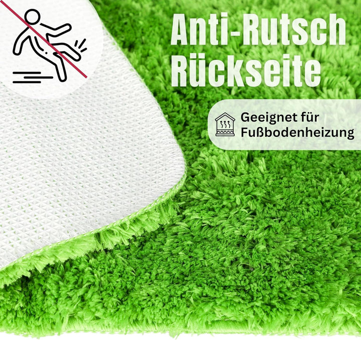 WohnDirect Badezimmerteppich gross Grün - Badematte rutschfest 60 x 100 cm - Badteppich Set, waschba
